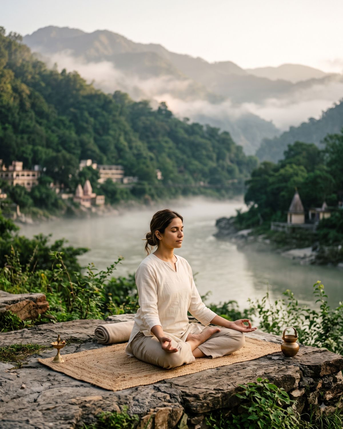 Morning yoga and meditation in Rishikesh